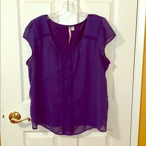 LC Lauren Conrad Navy Blue Cap Sleeve Blouse